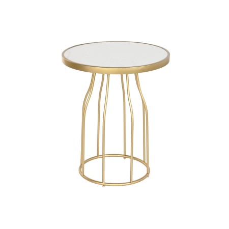 Mesa de apoio DKD Home Decor Branco Dourado Metal Ardósia 49 x 49 x 60,5 cm de DKD Home Decor, Jogos de móveis - Ref: S304426...