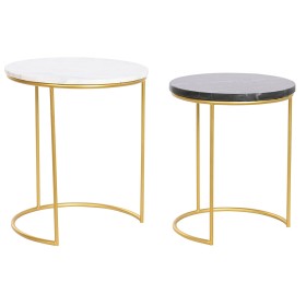 Jeu de 2 tables DKD Home Decor Blanc Noir Doré 40 x 40 x 46,5 cm de DKD Home Decor, Tables - Réf : S3044279, Prix : 119,61 €,...