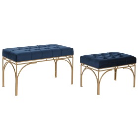 Bench DKD Home Decor Blue Golden Metal 80 x 40 x 48 cm (2 Units) by DKD Home Decor, Chairs - Ref: S3044335, Price: 118,71 €, ...