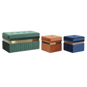 Banquette DKD Home Decor Bleu Vert Orange Doré Bois MDF 93 x 47 x 45 cm (3 Unités) de DKD Home Decor, Chaises - Réf : S304436...