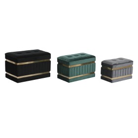 Banqueta DKD Home Decor Preto Dourado Verde Cinzento escuro Madeira MDF 70 x 40 x 43 cm de DKD Home Decor, Cadeiras - Ref: S3...