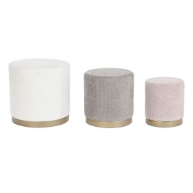 Repose-pied DKD Home Decor Blanc Marron Rose Doré Bois MDF 48 x 48 x 45 cm de DKD Home Decor, Poufs et repose-pieds - Réf : S...