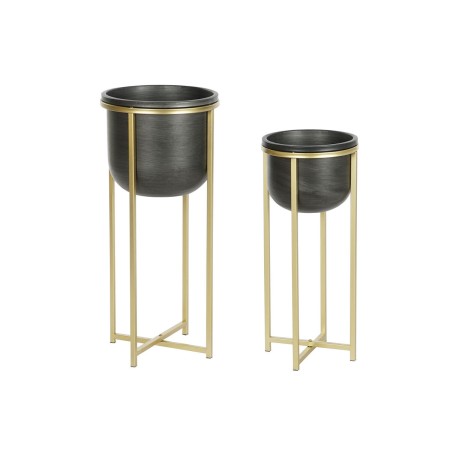 Conjunto de vasos DKD Home Decor 28,5 x 28,5 x 65,5 cm 28 x 28 x 65 cm Preto Dourado Metal de DKD Home Decor, Vasos - Ref: S3...