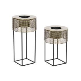 Set of Planters DKD Home Decor 33 x 33 x 67 cm Black Golden Metal Loft by DKD Home Decor, Cachepots - Ref: S3044421, Price: 9...