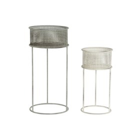 Conjunto de vasos DKD Home Decor 33 x 33 x 70 cm Cinzento Metal Branco Vintage de DKD Home Decor, Vasos - Ref: S3044429, Preç...