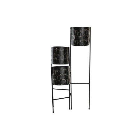 Macetero DKD Home Decor Negro Dorado Metal Cara 22 x 22 x 93 cm de DKD Home Decor, Maceteros - Ref: S3044434, Precio: 54,55 €...