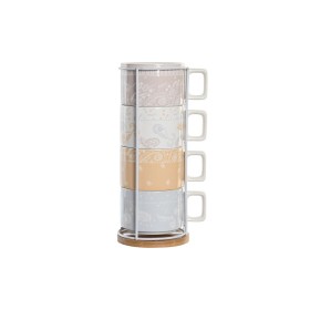 Set di Tazze da Caffè DKD Home Decor Giallo Azzurro Bianco Rosso Metallo Bambù Dolomite 260 ml 4 Pezzi di DKD Home Decor, Taz...