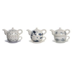 Tea Set DKD Home Decor Blue White 750 ml Dolomite (3 Units) by DKD Home Decor, Tea and coffee sets - Ref: S3044560, Price: 37...