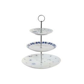 Obstschale DKD Home Decor 27 x 27 x 34 cm Porzellan Blau Metall Weiß von DKD Home Decor, Schalen und Schüsseln - Ref: S304459...