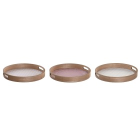 Plateau apéritif DKD Home Decor Scandi Rose Blanc 35 x 35 x 5 cm Bois MDF (3 Unités) de DKD Home Decor, Plats et plateaux - R...