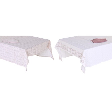 Mantel y servilletas DKD Home Decor 150 x 250 x 0,5 cm Rosa Blanco (2 Unidades) de DKD Home Decor, Manteles - Ref: S3044634, ...