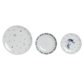 Set di Stoviglie DKD Home Decor Azzurro Bianco Porcellana 18 Pezzi 27 x 27 x 3 cm di DKD Home Decor, Servizi combinati - Rif:...