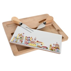 Ensemble à apértif DKD Home Decor 24,5 x 20 x 1,2 cm Rouge Blanc Multicouleur Grès Cottage Maisons de DKD Home Decor, Plats e...