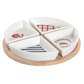 Appetizer Set DKD Home Decor 21,5 x 21,5 x 1 cm Red Blue White Stoneware Mediterranean Houses by DKD Home Decor, Plates and d...