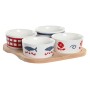 Appetizer Set DKD Home Decor 19,7 x 19,7 x 1 cm Natural Red Blue White Stoneware Mediterranean Houses | Tienda24 - Global Online Shop Tienda24.eu