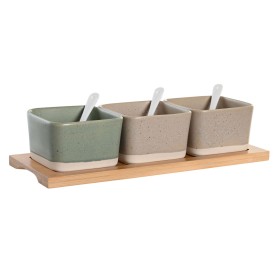 Ensemble à apértif DKD Home Decor 29 x 11,5 x 1,5 cm Porcelaine Multicouleur Bambou Scandinave de DKD Home Decor, Plats et pl...