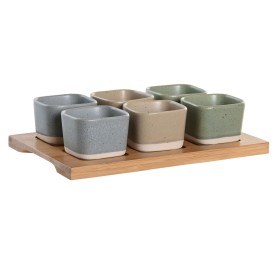 Conjunto para Aperitivos DKD Home Decor 21,6 x 15 x 1,5 cm Porcelana Multicolor Bambu Escandinavo de DKD Home Decor, Pratos e...