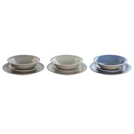 Tableware DKD Home Decor 26,5 x 26,5 x 3 cm Blue Sky blue Stoneware 18 Pieces by DKD Home Decor, Combination Sets - Ref: S304...