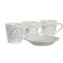 Juego de Tazas con Platos DKD Home Decor Blanco Metal Gres 90 ml 8 x 6 x 6 cm 11 x 11 x 2 cm de DKD Home Decor, Tazas - Ref: ...