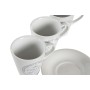 Juego de Tazas con Platos DKD Home Decor Blanco Metal Gres 180 ml 12 x 12 x 2 cm de DKD Home Decor, Tazas - Ref: S3044745, Pr...