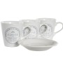 Set di Tazze e Piatti DKD Home Decor Bianco Metallo Gres 180 ml 12 x 12 x 2 cm di DKD Home Decor, Tazze - Rif: S3044745, Prez...