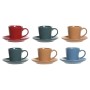 Set of Mugs with Saucers DKD Home Decor Yellow Blue Red Green Stoneware 180 ml 14 x 14 x 2 cm by DKD Home Decor, Cups - Ref: ...