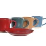 Set of Mugs with Saucers DKD Home Decor Yellow Blue Red Green Stoneware 180 ml 14 x 14 x 2 cm by DKD Home Decor, Cups - Ref: ...