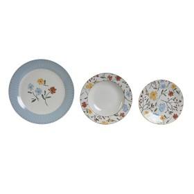 Tableware DKD Home Decor Floral Porcelain Blue White 27 x 27 x 3 cm 18 Pieces by DKD Home Decor, Combination Sets - Ref: S304...