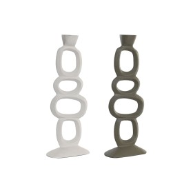 Candelabro DKD Home Decor 14,5 x 7 x 37 cm Alluminio Bianco Verde (2 Unità) di DKD Home Decor, Candelieri e portacandele - Ri...