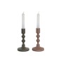 Candelabro DKD Home Decor 10,5 x 10,5 x 23,5 cm Rosa Aluminio Verde (2 Unidades) de DKD Home Decor, Candelabros y portavelas ...