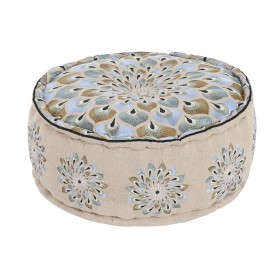 Pouf DKD Home Decor Bleu Beige 60 x 60 x 27 cm de DKD Home Decor, Coussins - Réf : S3045062, Prix : 64,25 €, Remise : %