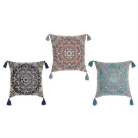 Coussin DKD Home Decor Orange Bleu ciel Blue marine Mandala 40 x 10 x 40 cm (3 Pièces) de DKD Home Decor, Coussins - Réf : S3...