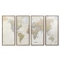 Jeu de 4 tableaux DKD Home Decor Mappemonde Vintage Loft 200 x 3,5 x 120 cm de DKD Home Decor, Impressions sur toile - Réf : ...