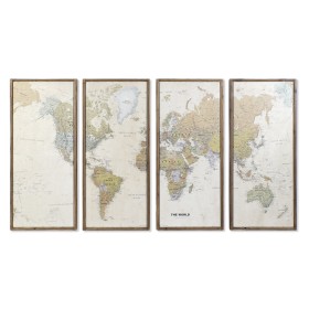 Conjunto de 4 quadros DKD Home Decor Mapa do Mundo Vintage Loft 200 x 3,5 x 120 cm de DKD Home Decor, Impressões sobre tela -...