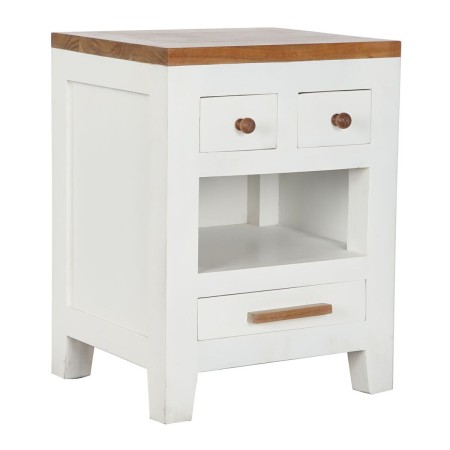 Mesa de Cabeceira DKD Home Decor Branco Castanho Acácia Madeira de mangueira 45 x 40 x 60 cm de DKD Home Decor, Mesinhas de c...