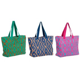 Saco de Praia DKD Home Decor Azul Verde Laranja Fúcsia 55 x 14 x 35 cm (3 Unidades) de DKD Home Decor, Sacos de tecido e de p...