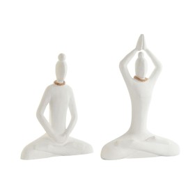 Figurine Décorative DKD Home Decor Blanc Naturel Oriental Yoga 25 x 8 x 36 cm (2 Unités) de DKD Home Decor, Objets de décorat...