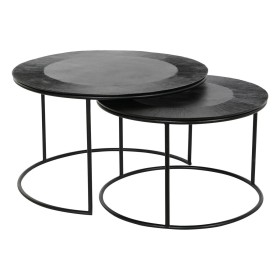 Jeu de 2 tables DKD Home Decor Noir Métal Aluminium 76 x 76 x 44 cm de DKD Home Decor, Tables - Réf : S3052666, Prix : 313,83...