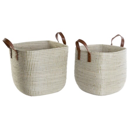 Basket set DKD Home Decor Natural Light brown Polyurethane Seagrass 38 x 38 x 35 cm by DKD Home Decor, Boxes - Ref: S3052682,...