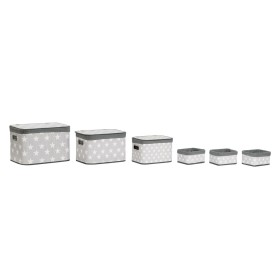 Set de basket DKD Home Decor Blanc Gris Bambou Bois MDF Etoiles 51 x 35 x 33 cm de DKD Home Decor, Boîtes - Réf : S3052740, P...