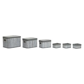 Set di Cestini DKD Home Decor Bianco Grigio Bambù Legno MDF 51 x 35 x 33 cm di DKD Home Decor, Scatole decorative - Rif: S305...