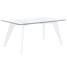 Table de Salle à Manger DKD Home Decor Blanc Transparent Verre Bois MDF 160 x 90 x 75 cm de DKD Home Decor, Tables - Réf : S3...