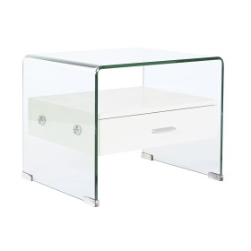 Mesa de Cabeceira DKD Home Decor Branco Transparente Cristal Madeira MDF 50 x 40 x 45,5 cm de DKD Home Decor, Mesinhas de cab...