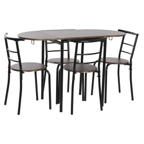 Table set with 4 chairs DKD Home Decor Brown Black Metal MDF Wood 121 x 55 x 78 cm by DKD Home Decor, Tables - Ref: S3053055,...