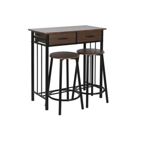 Conjunto de mesa com 2 cadeiras DKD Home Decor Castanho Preto Metal Madeira MDF 80 x 50 x 84 cm de DKD Home Decor, Jogos de m...