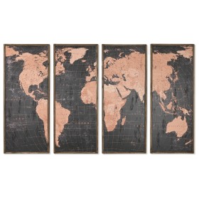 Conjunto de 4 quadros DKD Home Decor Mapa do Mundo Vintage 200 x 3,5 x 120 cm de DKD Home Decor, Impressões sobre tela - Ref:...