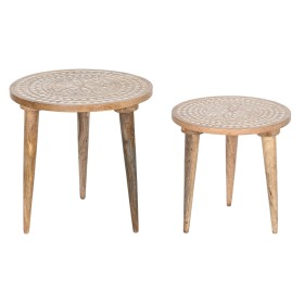 Set of 2 tables Home ESPRIT White Natural 45 x 45 x 45 cm 45,5 x 45,5 x 46 cm by Home ESPRIT, Tables - Ref: S3053234, Price: ...