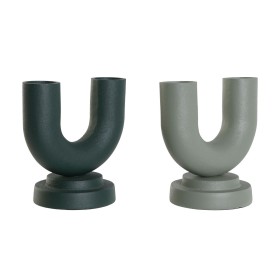 Vase Home ESPRIT Green Aluminium 18 x 13 x 19 cm (2 Units) by Home ESPRIT, Vases - Ref: S3053246, Price: 59,80 €, Discount: %