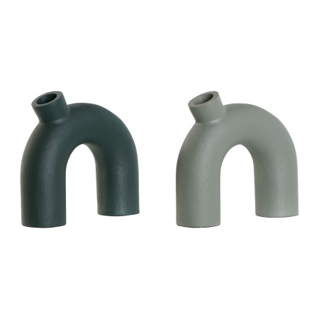 Vase Home ESPRIT Green Aluminium 19 x 5 x 17 cm (2 Units) by Home ESPRIT, Vases - Ref: S3053247, Price: 49,39 €, Discount: %