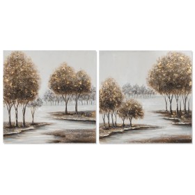 Painting Home ESPRIT Trees Cottage 80 x 3 x 80 cm (2 Units) by Home ESPRIT, Prints on Canvas - Ref: S3053341, Price: 63,38 €,...